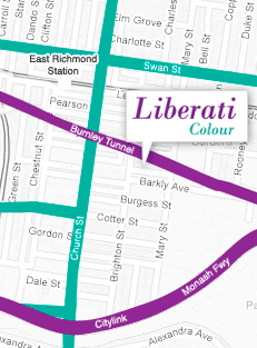 Map showing Liberati Colour in Richmond, near Church Street and Barkly Avenue